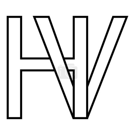 Ilustración de Logo signo hv vh icono nft entrelazado letras v h - Imagen libre de derechos