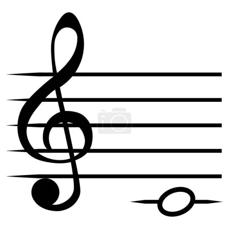 Illustration for Note C DO, music staff lines G clef solfeggio note - Royalty Free Image