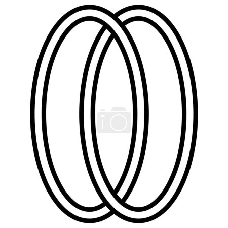 Ilustración de Interlocking ellipse icon sign outline rings Circles, rings wedding - Imagen libre de derechos