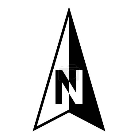 Ilustración de N norte brújula mapa icono flecha, orientación norte logo dirección - Imagen libre de derechos