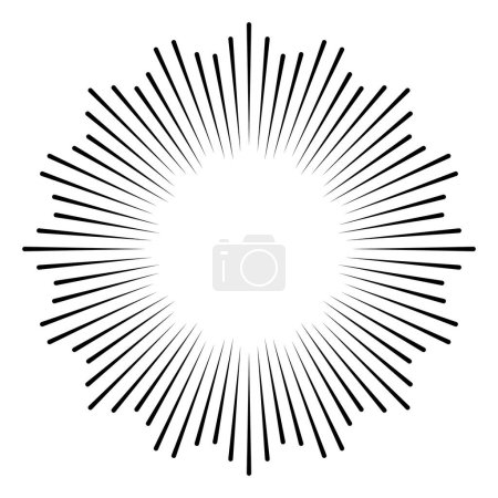 Illustration for Icon rays enlightenment, rays cockade, radial speed circle lines - Royalty Free Image