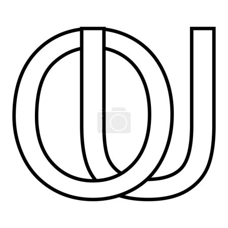Logo sign ou, uo icon double letters logotype u o