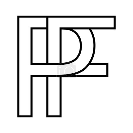 Logo sign pf fp icon double letters logotype p f