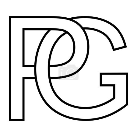 Logo sign pg, gp icon double letters logotype p g