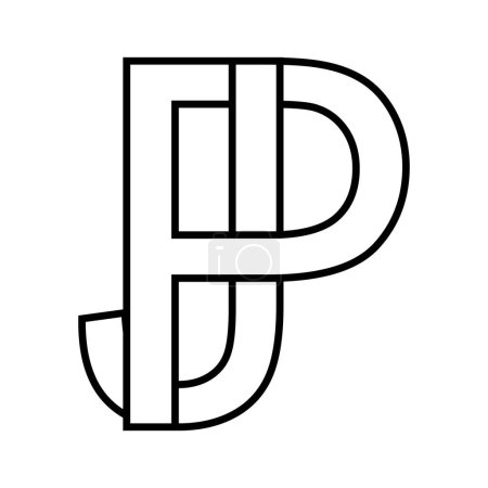 Logo signo pj, jp icono letras dobles logotipo p j