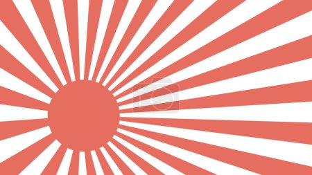 Retro background rising red sun rays Japan sun flag rays