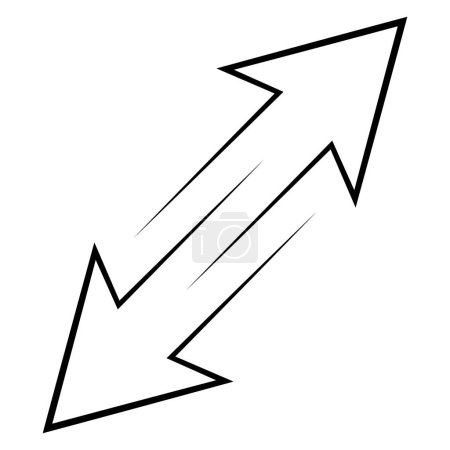 Pfeil-Symbol in verschiedene Richtungen diagonal, Zeichen Transfer Streckbruch