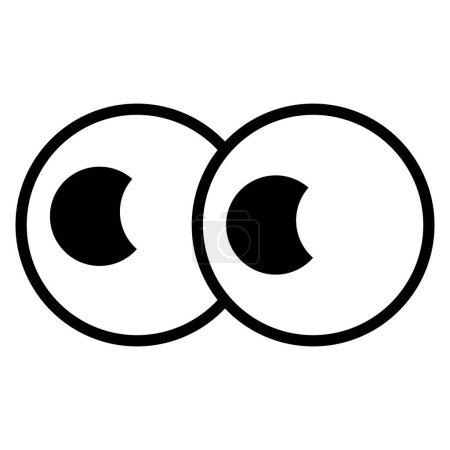 Illustration for Cartoon bulging eyes icon eyes looking to the left - Royalty Free Image