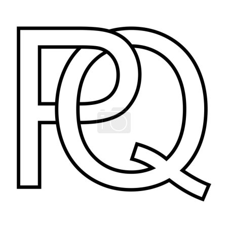 Logo sign pq, qp icon double letters logotype p q