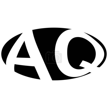 Logo ovale double lettre A, Q deux lettres aq qa