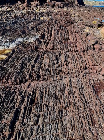 Ungewöhnliche Felsstruktur vor dem Meerwasserhintergrund, Küste, interessantes geologisches Objekt bei Hallett Cove, Australien