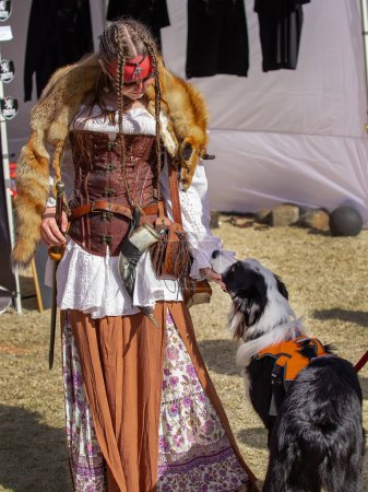 Photo for Paracombe, South Australia - 05.05.2024: Medieval Fair, community entertaining event, people represent their costumes and participate at spectacles. - Royalty Free Image