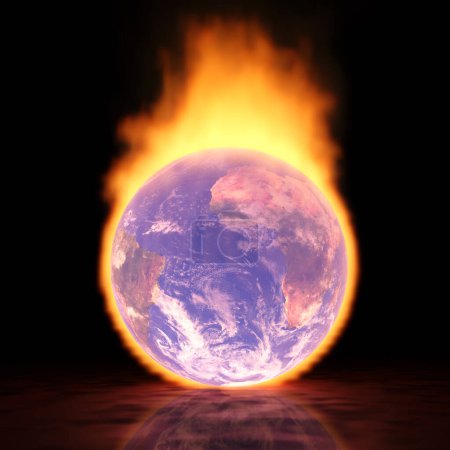 Photo for The World Is Burning: A 3D illustration of the Earth on fire. - Royalty Free Image