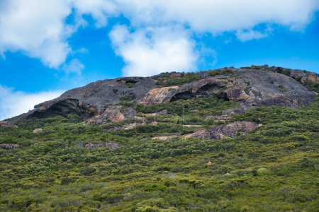 Photo for Eroded granite rocks and coastal vegetation along the Coastal Track in Cape Le Grand National Park, Esperance, Western Australia - Royalty Free Image