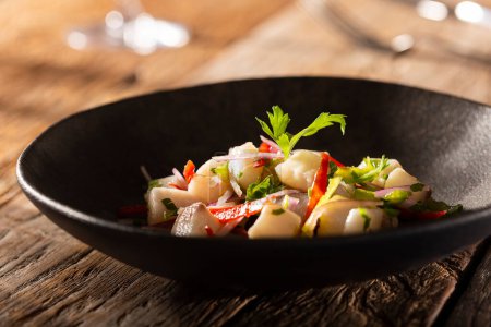 Photo for Delicious seafood ceviche, a traditional Peruvian dish. - Royalty Free Image