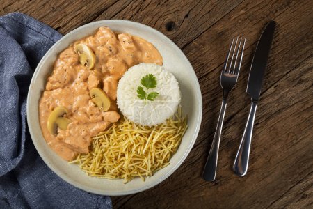 Photo for Delicious chicken stroganoff with mushrooms. - Royalty Free Image