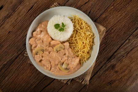 Photo for Delicious chicken stroganoff with mushrooms. - Royalty Free Image