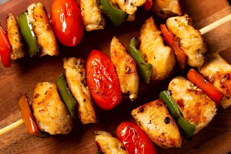 Photo for Kebab - Grilled chicken meat with vegetables. - Royalty Free Image