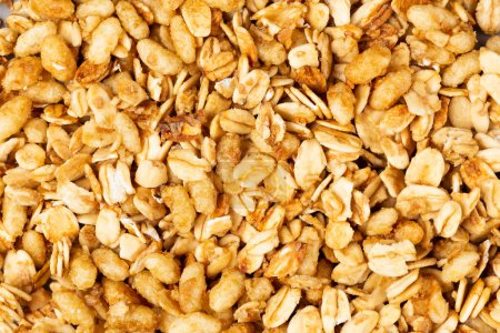 Organic granola cereal. Top view image.
