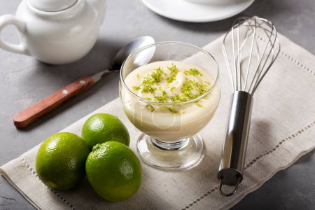 Photo for Lemon mousse with lemon zest on top. - Royalty Free Image