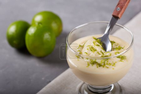 Photo for Lemon mousse with lemon zest on top. - Royalty Free Image