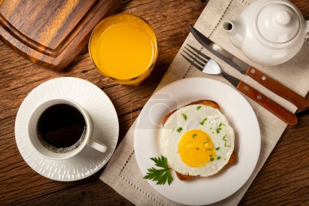 Photo for Breakfast with fried egg toast. - Royalty Free Image