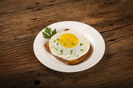 Photo for Breakfast with fried egg toast. - Royalty Free Image