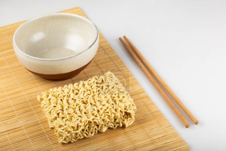 Photo for Raw instant noodles on white background. - Royalty Free Image