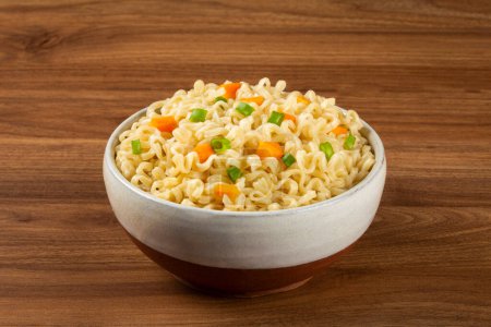 Photo for Bowl with instant noodles on the table. - Royalty Free Image