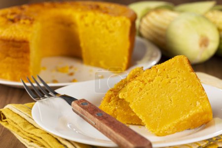 Delicious corn cake on the table.