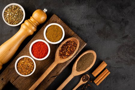 Photo for Variety of spices and seasonings on the table. - Royalty Free Image