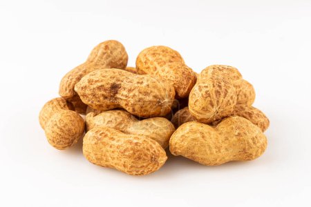 Dry peanut on the white background.
