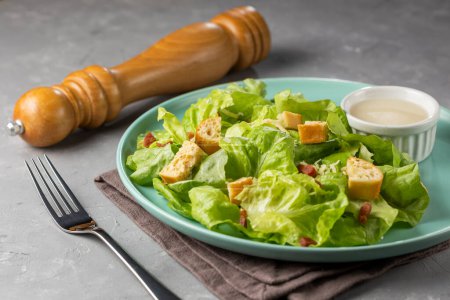 Photo for Caesar salad with croutons and bacon. - Royalty Free Image
