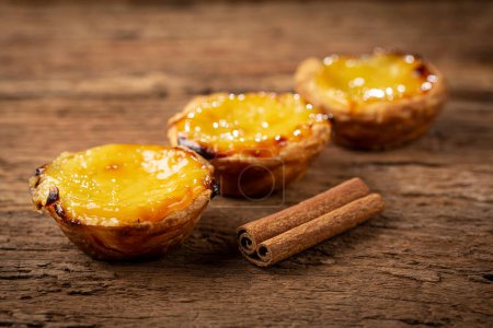 Photo for (Pastel de nata or Pastel de belem). Traditional Portuguese dessert. - Royalty Free Image