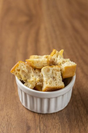 Photo for Delicious crunchy croutons on the table. - Royalty Free Image