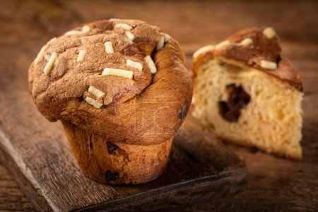 Delicious Panettone with chocolate. Panettone, Christmas food.