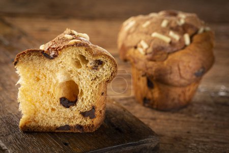 Delicious Panettone with chocolate. Panettone, Christmas food.