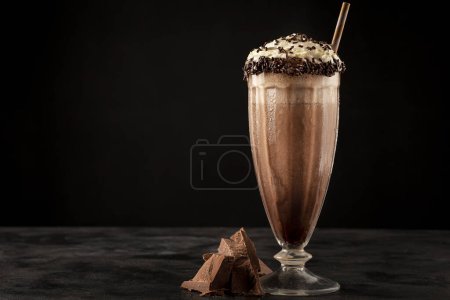 Photo for Chocolate milkshake with whipped cream. - Royalty Free Image