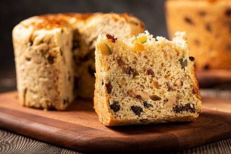 Photo for Panettone with candied fruits, traditional Christmas bread. - Royalty Free Image