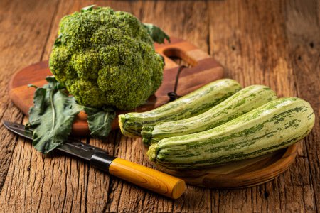 Photo for Zucchini and Broccoli on the table. - Royalty Free Image