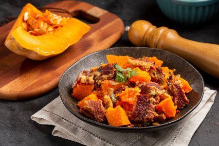 Photo for Dried meat with pumpkin. Tipical brazilian dish. - Royalty Free Image