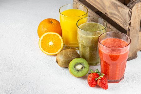 Photo for Variety of fruit juices. Fruit smoothies. - Royalty Free Image