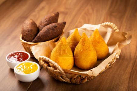 Coxinha of chicken with kibbeh, Traditional brazilian snack.
