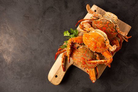 Photo for Dish of cooked crabs on the table. - Royalty Free Image