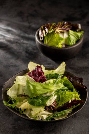 Lettuce salad mix in bowl.
