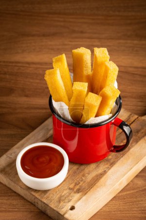 Photo for Homemade fried polenta on the table. - Royalty Free Image