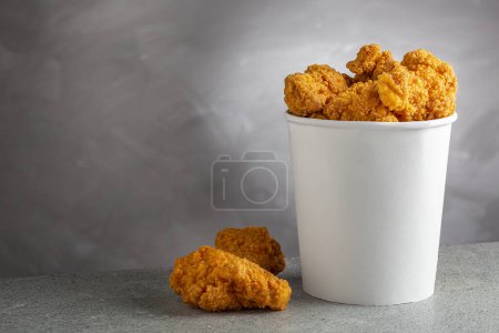 Photo for Crispy fried chicken in the bucket. Chicken bucket. - Royalty Free Image