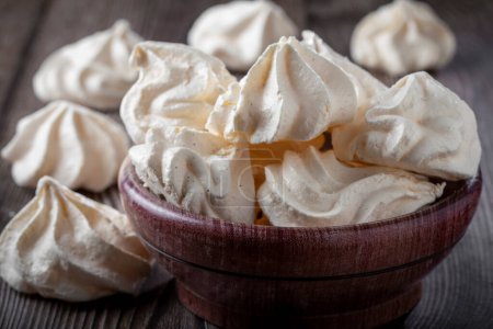 Photo for Delicious meringue cookies on the table. - Royalty Free Image