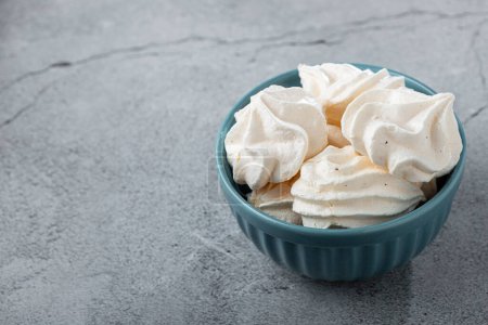 Photo for Delicious meringue cookies in the bowl. - Royalty Free Image