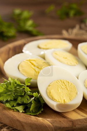 Photo for Sliced boiled eggs on the table - Royalty Free Image